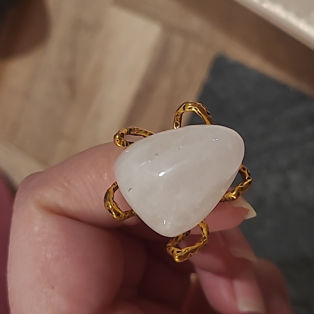 Pink Stone Vintage Ring Resizable
